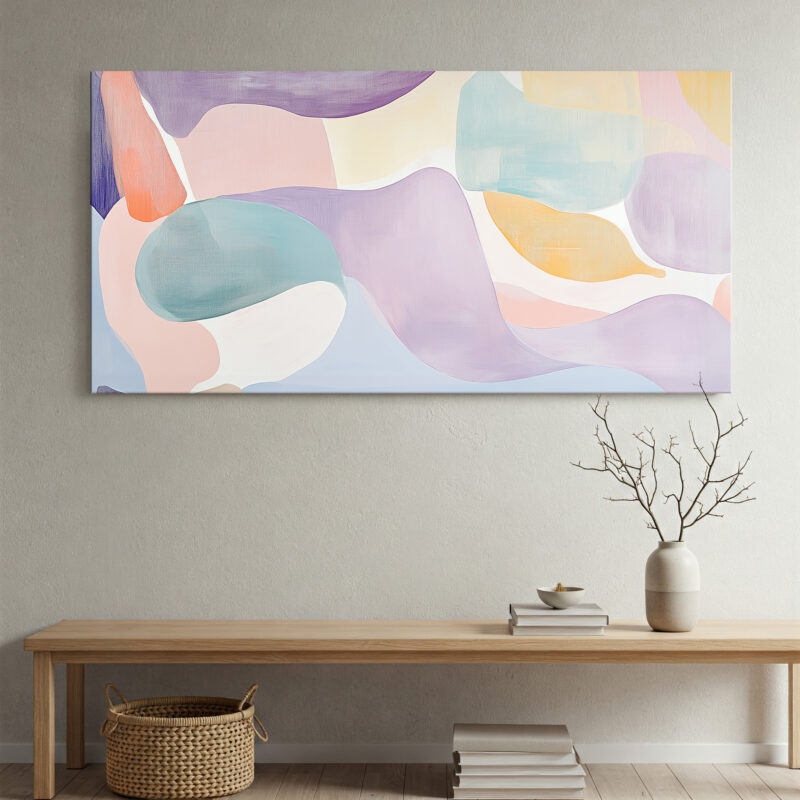 Layered Abstract Shapes And Lines Canvas Wall Art