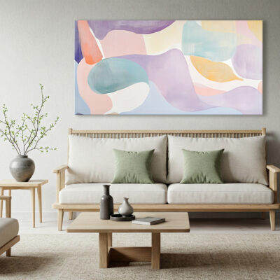 Layered Abstract Shapes And Lines Canvas Wall Art