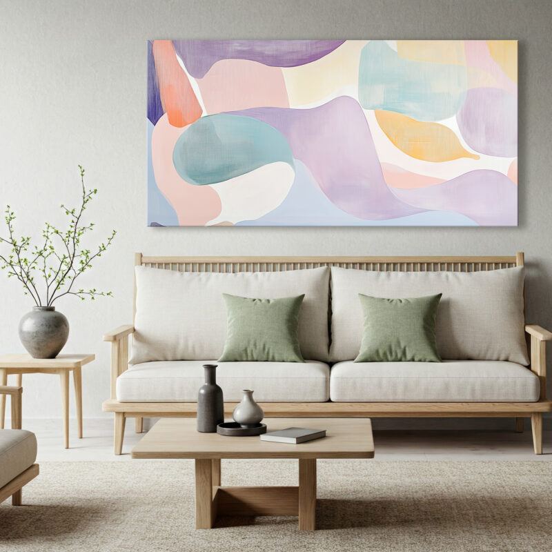 Layered Abstract Shapes And Lines Canvas Wall Art