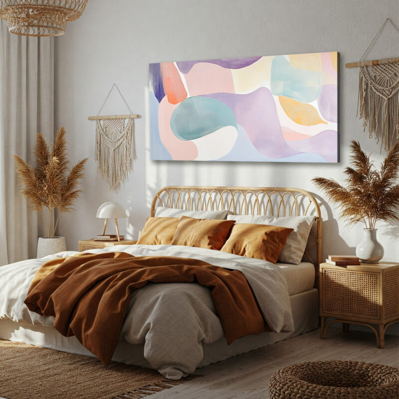 Layered Abstract Shapes And Lines Canvas Wall Art