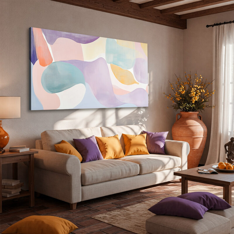 Layered Abstract Shapes And Lines Canvas Wall Art