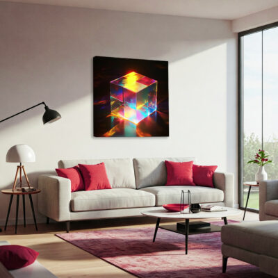 Minimalist Multicolored Cube Canvas Wall Art
