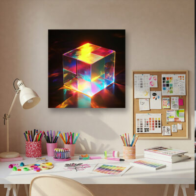 Minimalist Multicolored Cube Canvas Wall Art