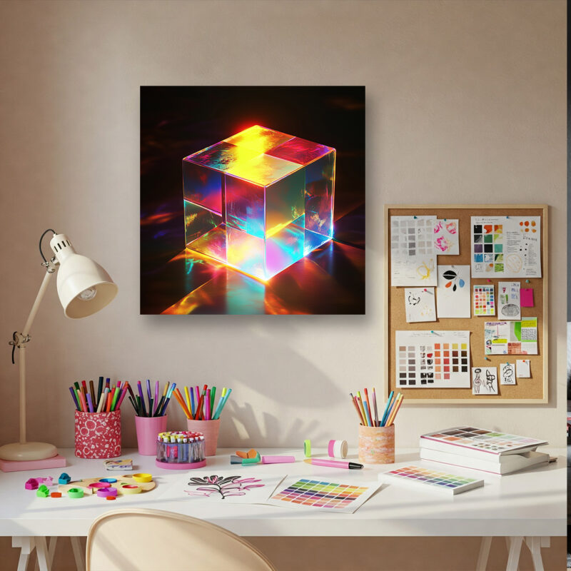 Minimalist Multicolored Cube Canvas Wall Art