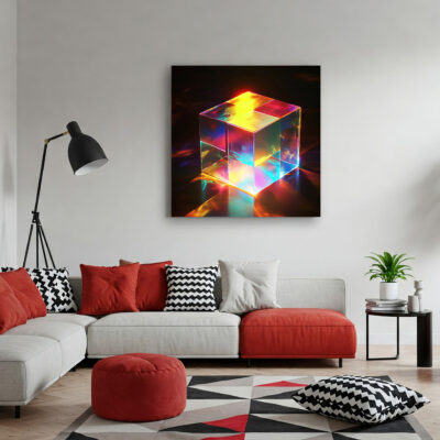 Minimalist Multicolored Cube Canvas Wall Art