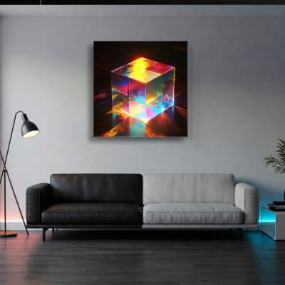 Minimalist Multicolored Cube Canvas Wall Art