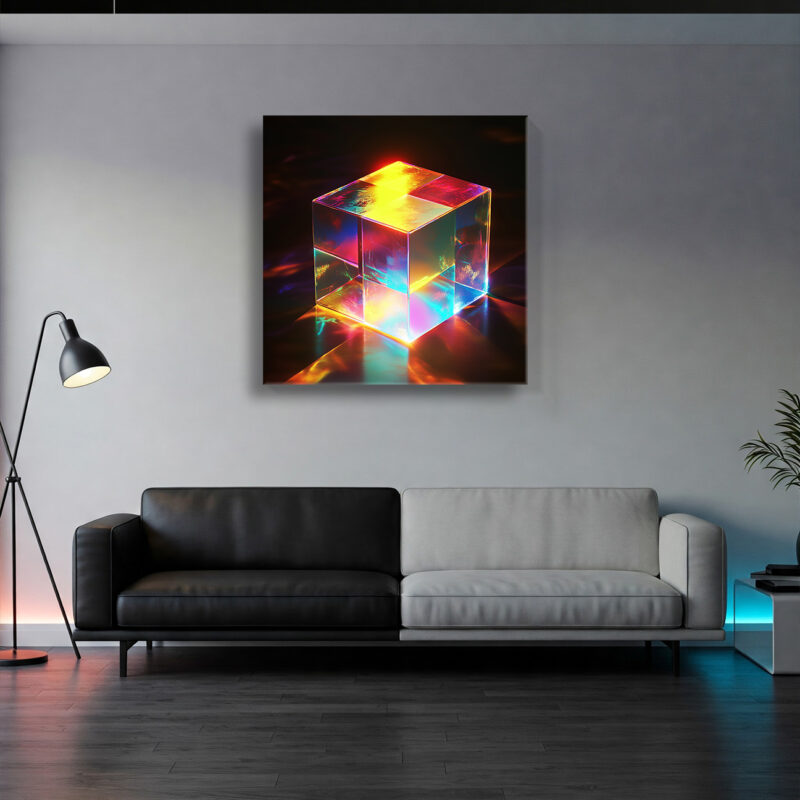 Minimalist Multicolored Cube Canvas Wall Art