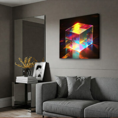 Minimalist Multicolored Cube Canvas Wall Art