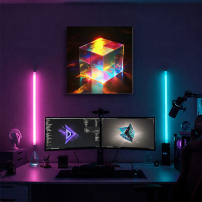 Minimalist Multicolored Cube Canvas Wall Art