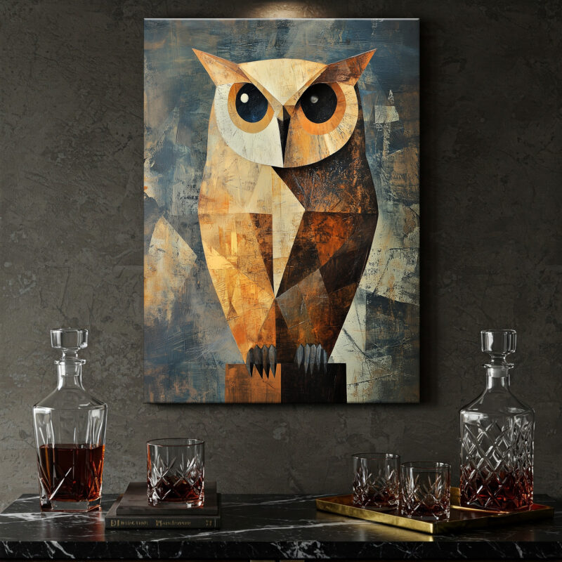 Postminimalist Owl Illustration With Expressive Style Canvas