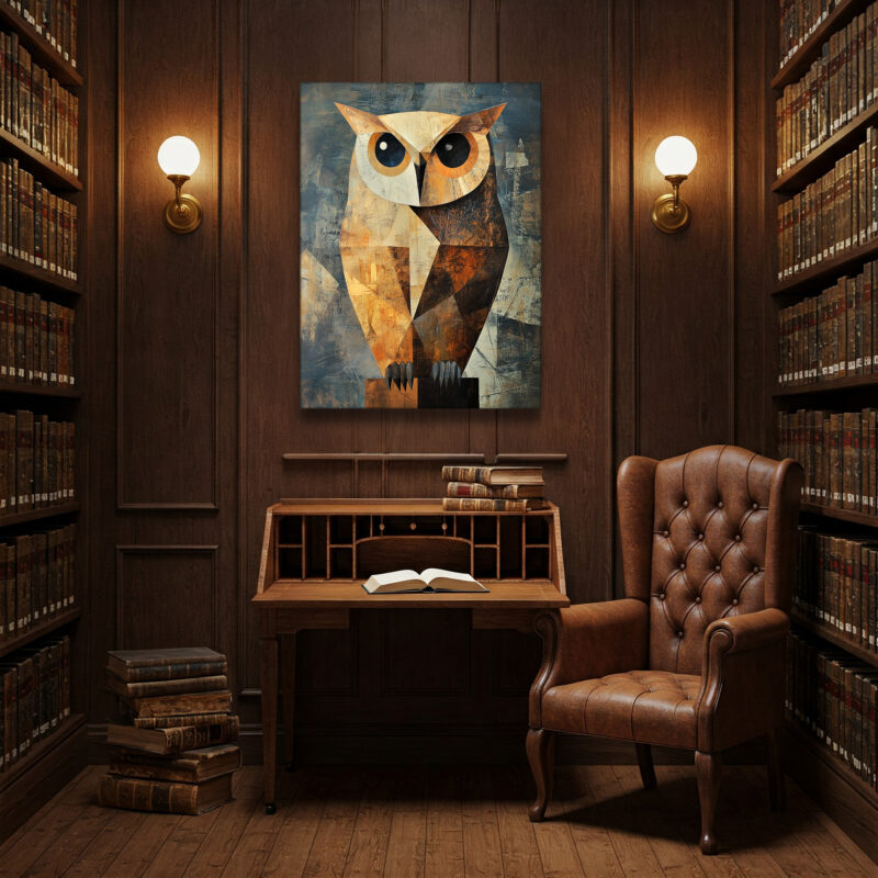 Postminimalist Owl Illustration With Expressive Style Canvas