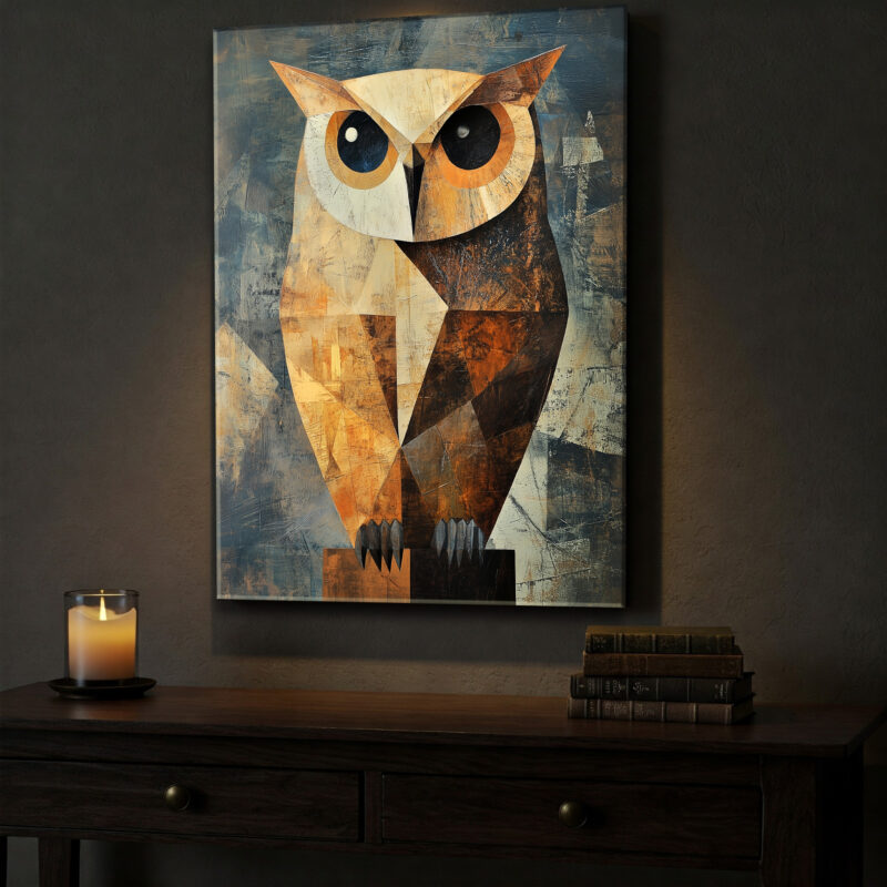 Postminimalist Owl Illustration With Expressive Style Canvas