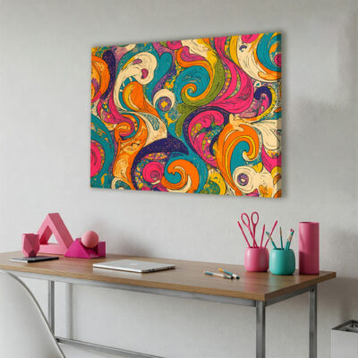 Vibrant 1960S Psychedelic Swirl Pattern Vintage Canvas Art