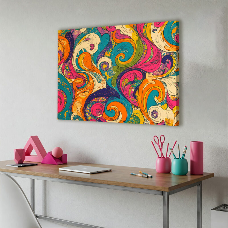 Vibrant 1960S Psychedelic Swirl Pattern Vintage Canvas Art