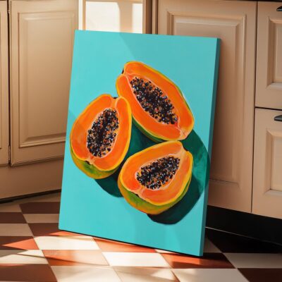 Juicy Papaya Delight - Fruit Canvas Vintage Artwork