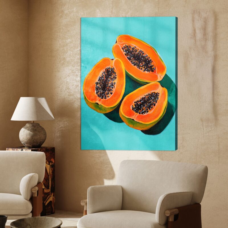 Juicy Papaya Delight - Fruit Canvas Vintage Artwork