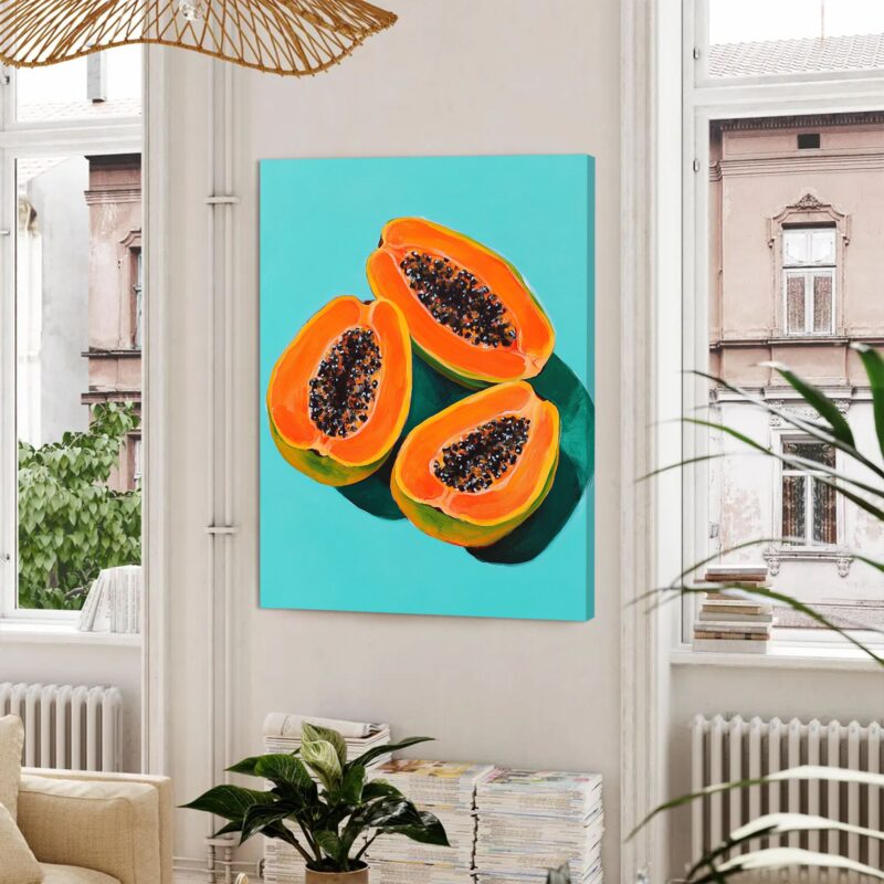 Juicy Papaya Delight - Fruit Canvas Vintage Artwork