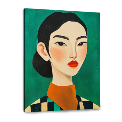 Asian Woman Portrait Abstract Canvas Vintage Artwork