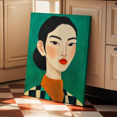Asian Woman Portrait Abstract Canvas Vintage Artwork