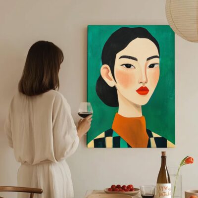 Asian Woman Portrait Abstract Canvas Vintage Artwork