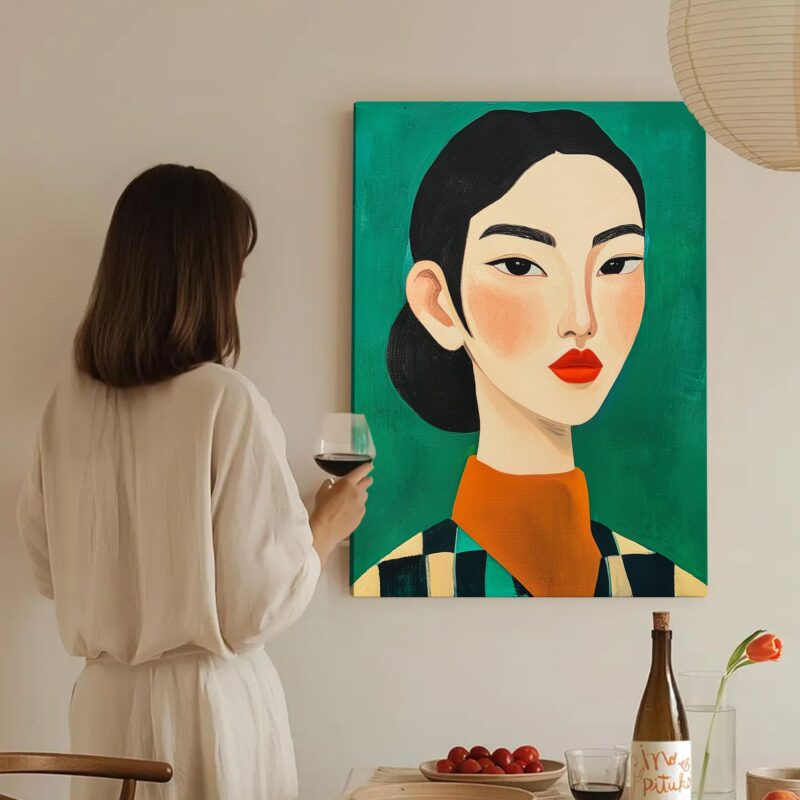 Asian Woman Portrait Abstract Canvas Vintage Artwork