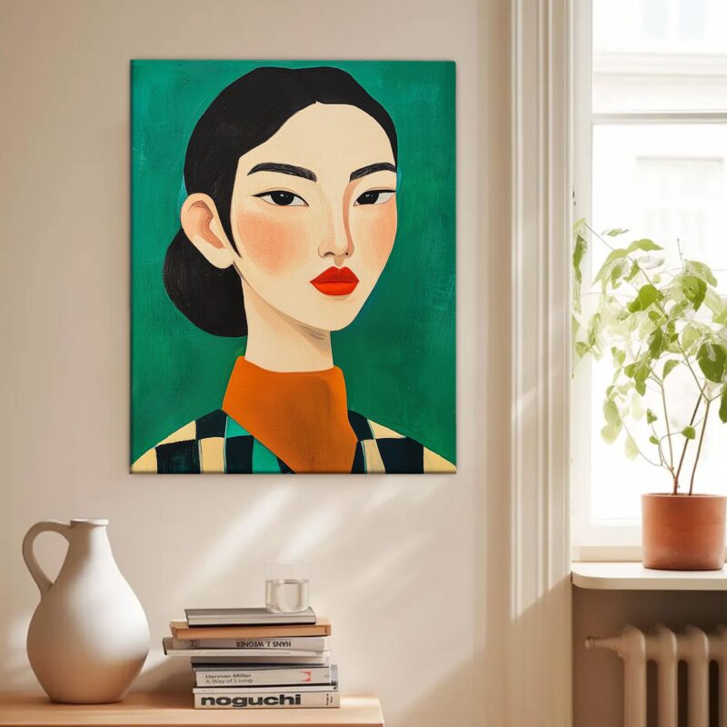 Asian Woman Portrait Abstract Canvas Vintage Artwork