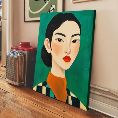 Asian Woman Portrait Abstract Canvas Vintage Artwork
