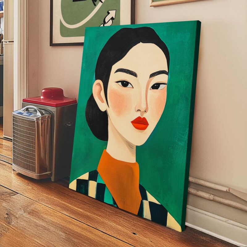 Asian Woman Portrait Abstract Canvas Vintage Artwork