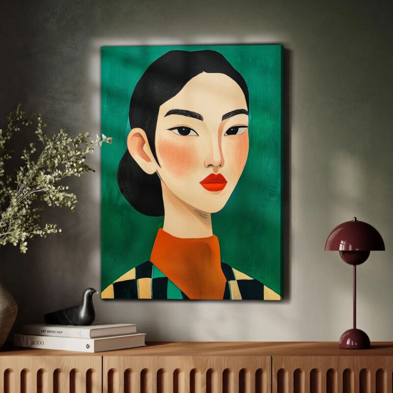 Asian Woman Portrait Abstract Canvas Vintage Artwork