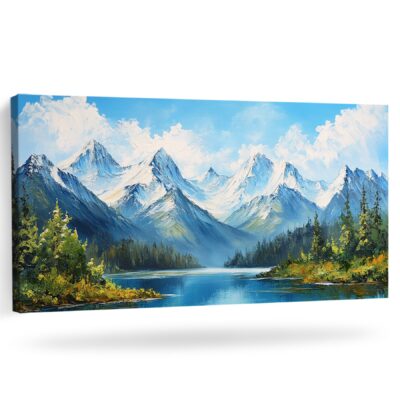 Scenic Retreat - Landscape Canvas Snowy Mountain Wall Art
