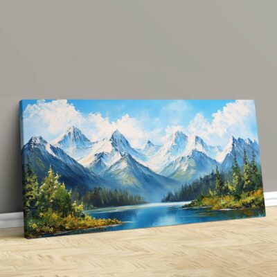 Scenic Retreat - Landscape Canvas Snowy Mountain Wall Art