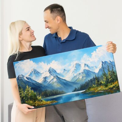 Scenic Retreat - Landscape Canvas Snowy Mountain Wall Art