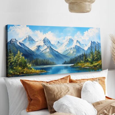Scenic Retreat - Landscape Canvas Snowy Mountain Wall Art
