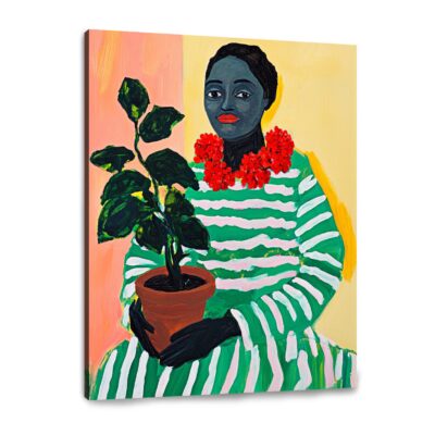 Modern Woman With Plant Portrait Canvas Vintage Artwork