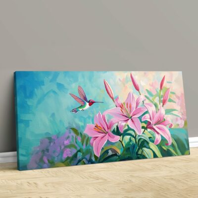 Hummingbird Floral Graceful Dance Canvas Vintage Artwork