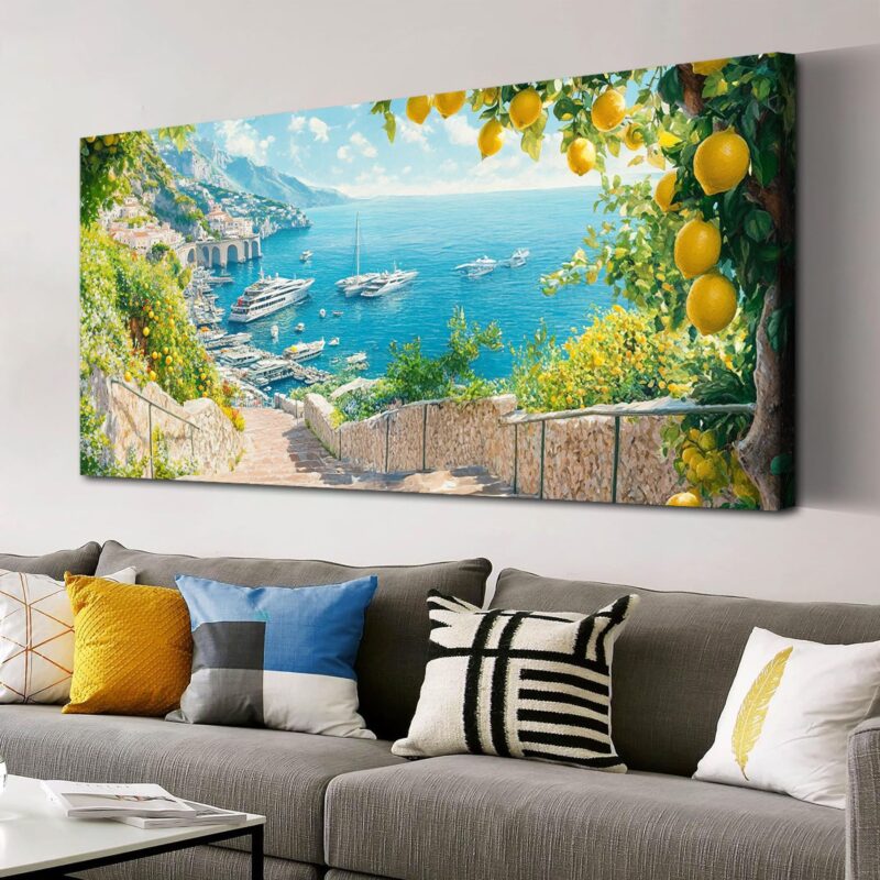 Idyllic Mediterranean Art - Amalfi Coast Canvas Wall Art