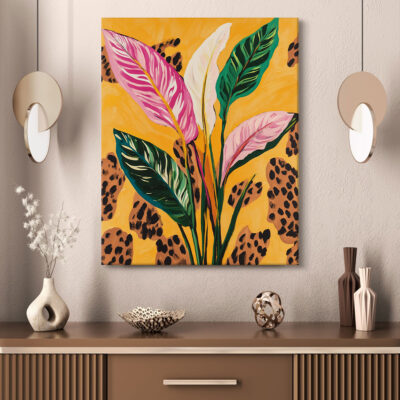 Vibrant Burst - Colorful Leaves Canvas Botanical Print