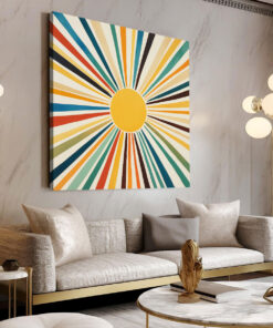 Sunburst Symphony - Vibrant Colorful Rays Vintage Artwork