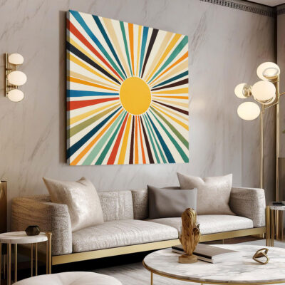 Sunburst Symphony - Vibrant Colorful Rays Vintage Artwork