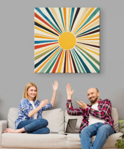 Sunburst Symphony - Vibrant Colorful Rays Vintage Artwork