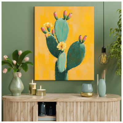 Cactus Painting Desert-Inspired Canvas Minimalist Wall Art