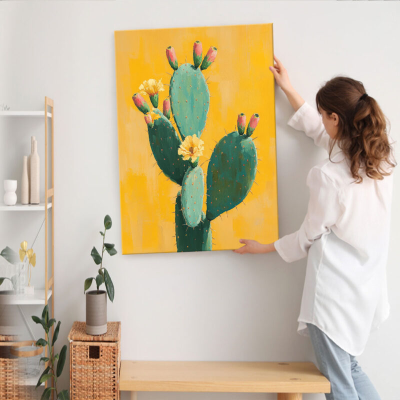 Cactus Painting Desert-Inspired Canvas Minimalist Wall Art