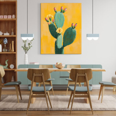 Cactus Painting Desert-Inspired Canvas Minimalist Wall Art