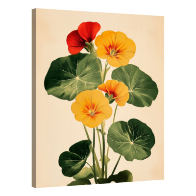 Botanical Retro Bloom – Nasturtium Floral Vintage Artwork