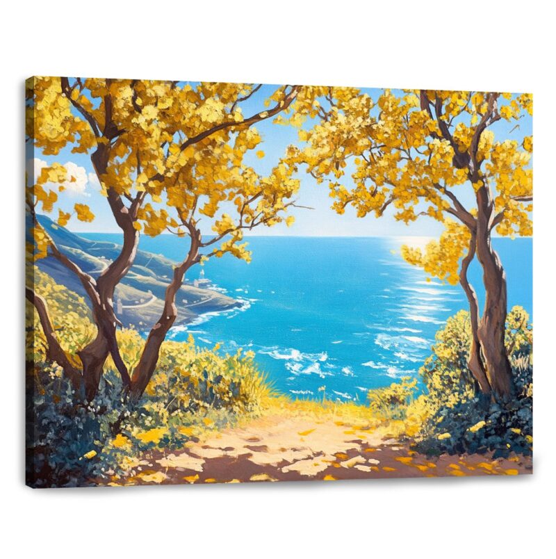 Golden Shores - Coastal Landscape Canvas Mediterranean Art