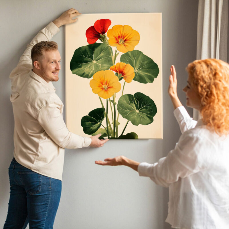 Botanical Retro Bloom – Nasturtium Floral Vintage Artwork