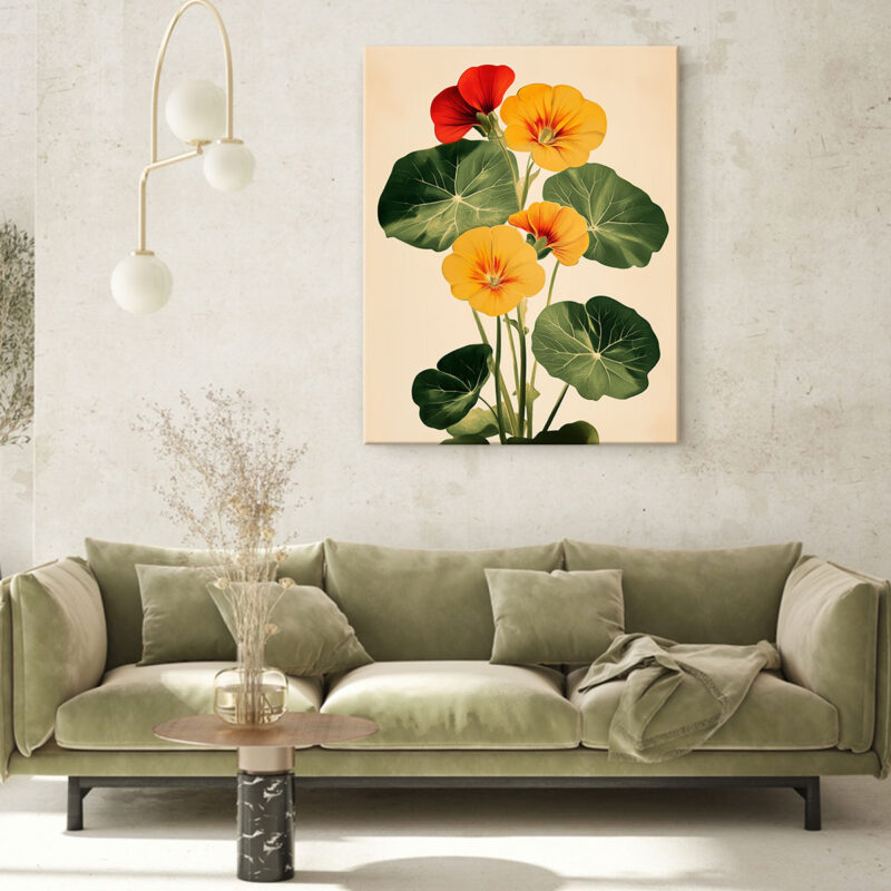 Botanical Retro Bloom – Nasturtium Floral Vintage Artwork