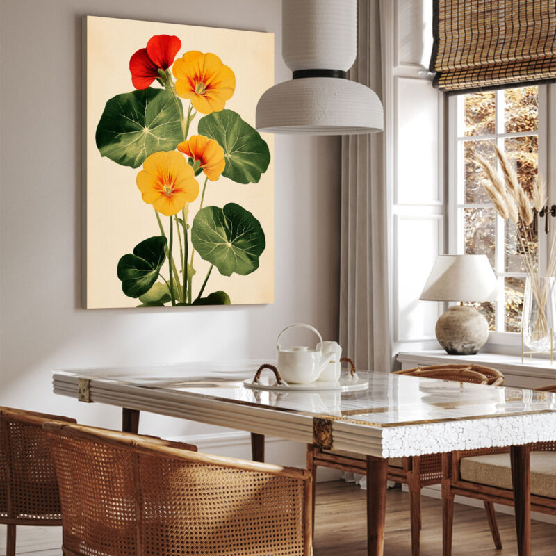 Botanical Retro Bloom – Nasturtium Floral Vintage Artwork