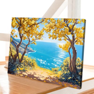 Golden Shores - Coastal Landscape Canvas Mediterranean Art