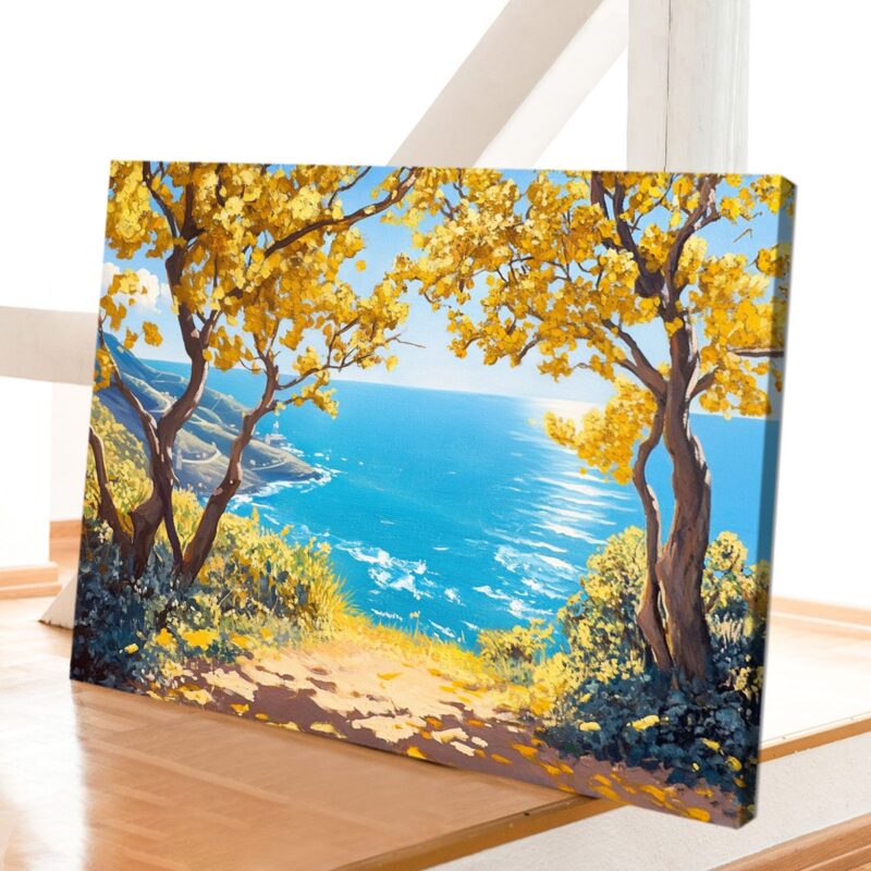 Golden Shores - Coastal Landscape Canvas Mediterranean Art